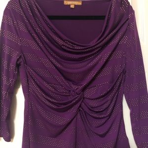 scoop neck fitted Top purple w/ gold